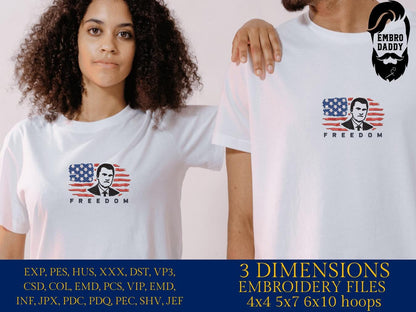 Machine Embroidery files, USA flag, RIP Charlie Kirk, Memorial, Republican, Tribute Design , PES, xxx, dst, hus & more