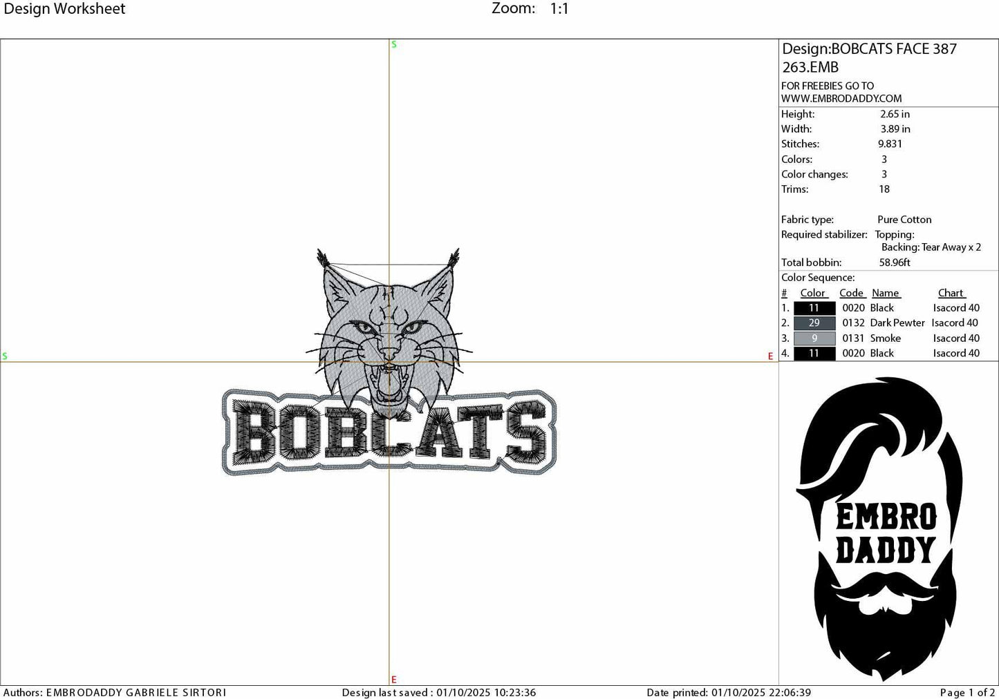 Machine Embroidery files, bobcats, PES, xxx, hus & more, fan embroidery files