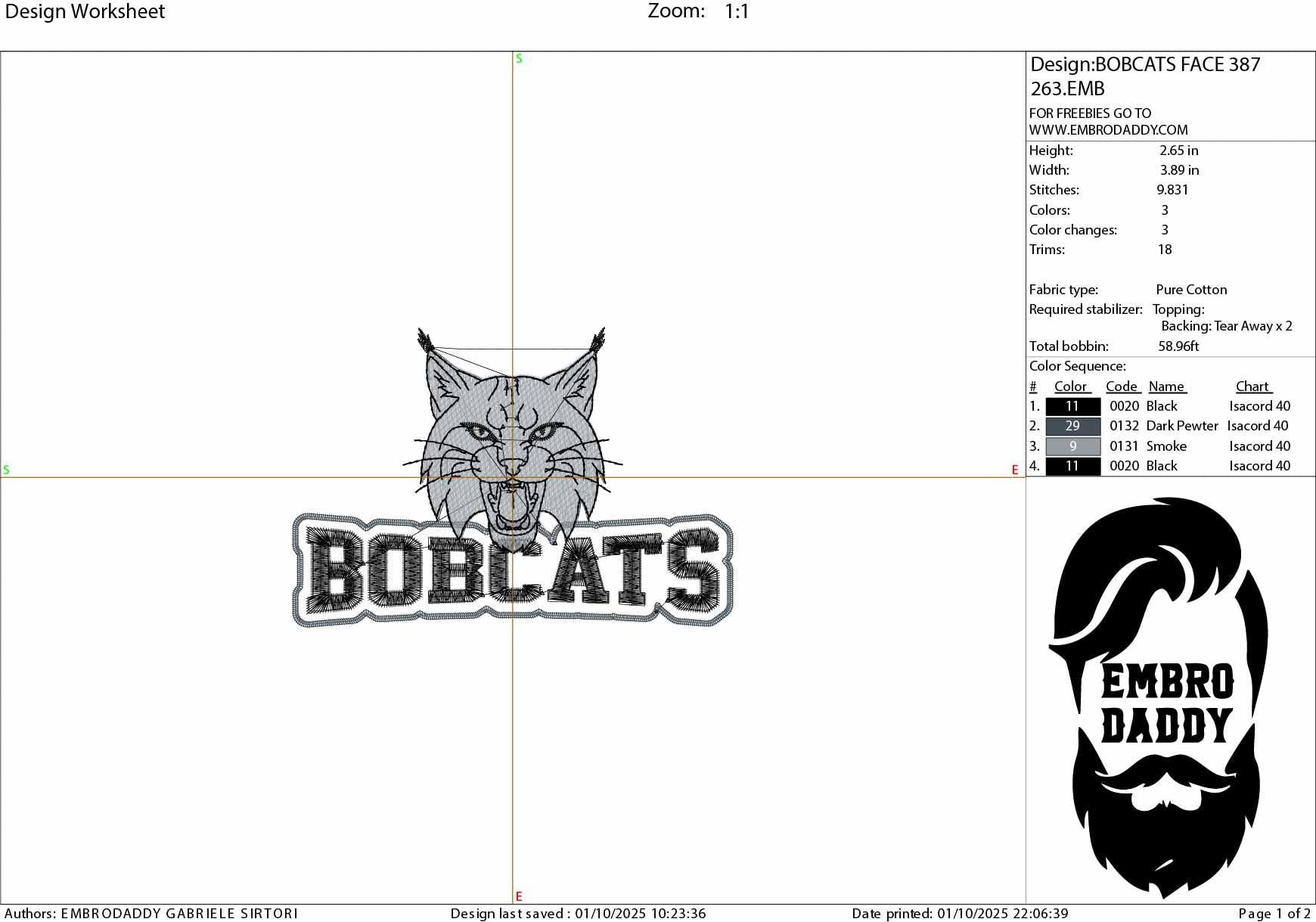 Machine Embroidery files, bobcats, PES, xxx, hus & more, fan embroidery files