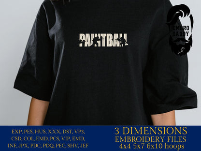 Machine Embroidery files, Paintball, Gun, Sport, Hobby, Play, Player, Paint Ball, Fun Game, Shooting, Fight, PES, dst, xxx, hus & more