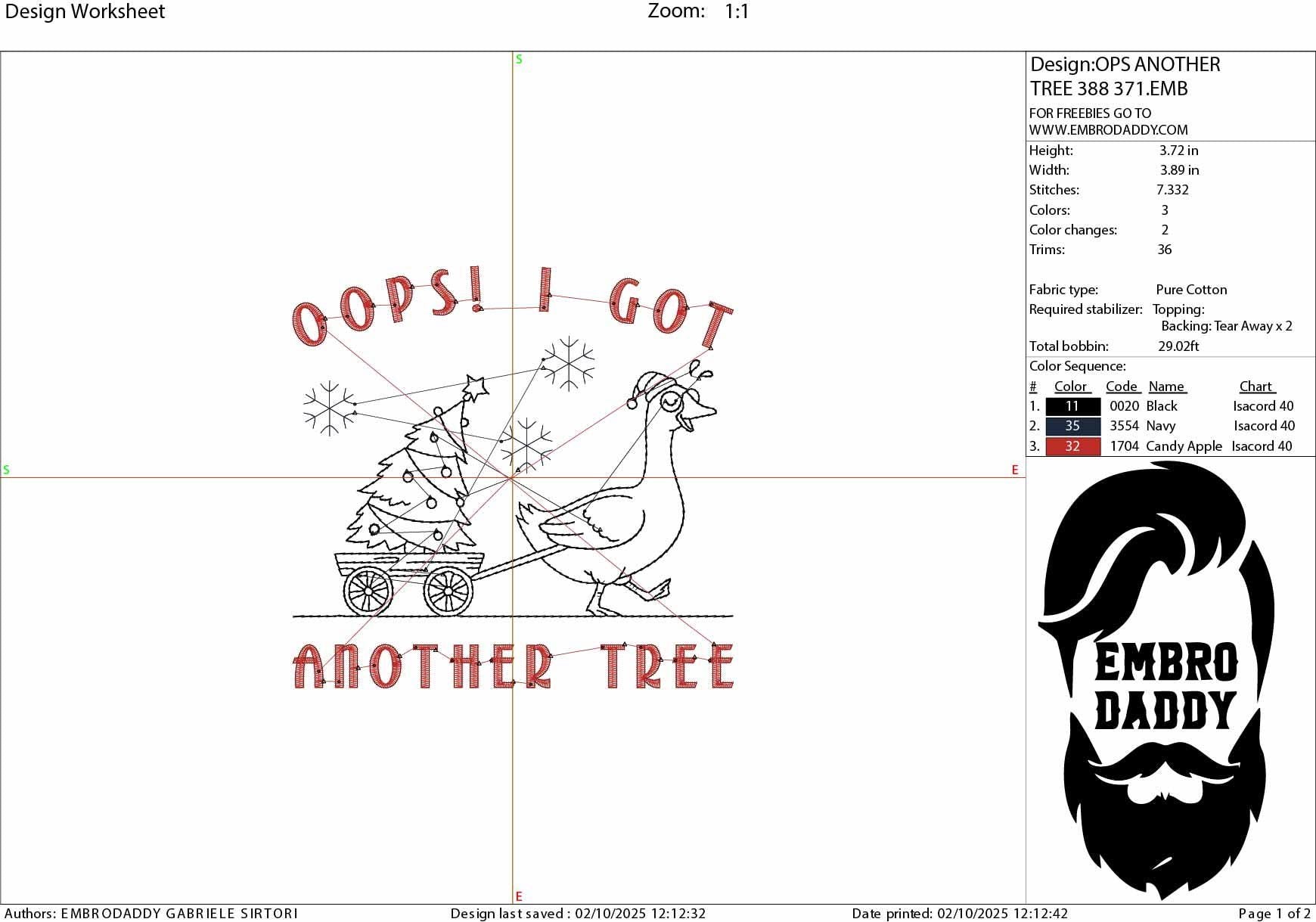 Machine Embroidery files, Oops I Got Another tree, Goose, Christmas vacation, Sarcastic Christmas Humor, PES, xxx, hus & more