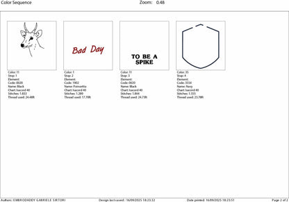 Machine Embroidery files, Bad Day to Be a Spike, Funny Deer Hunting, PES, DST, xxx, hus and more