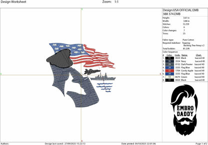 Machine Embroidery files, USA flag, USA, American, United States, PES, xxx, hus & more