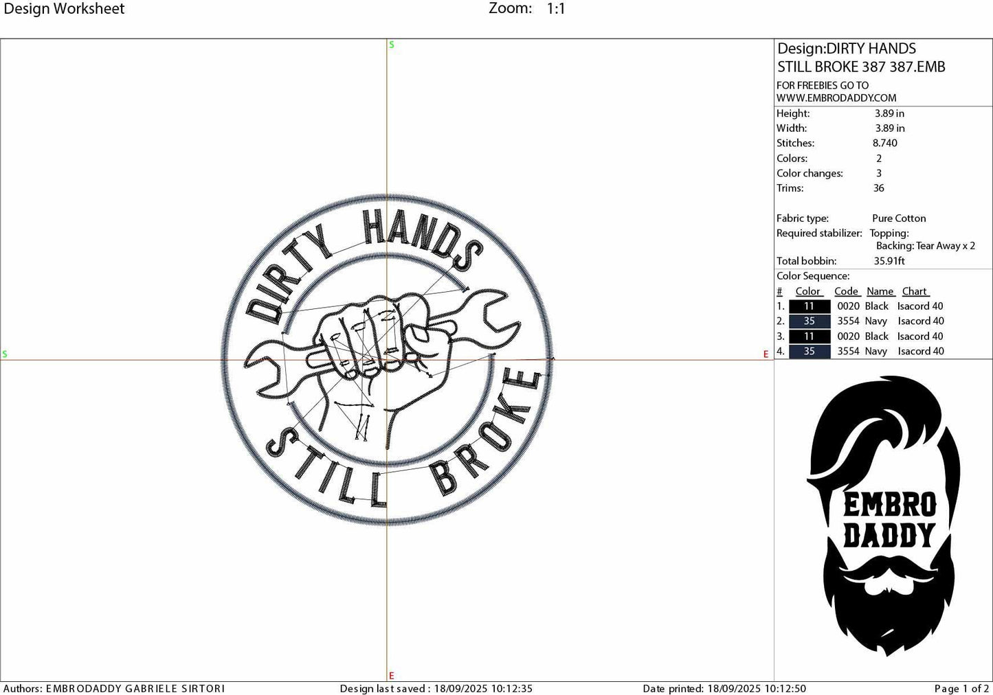 Machine Embroidery files, Dirty Hands, Still Broke, Mechanic, Tradesman, PES, DST, xxx, hus and more