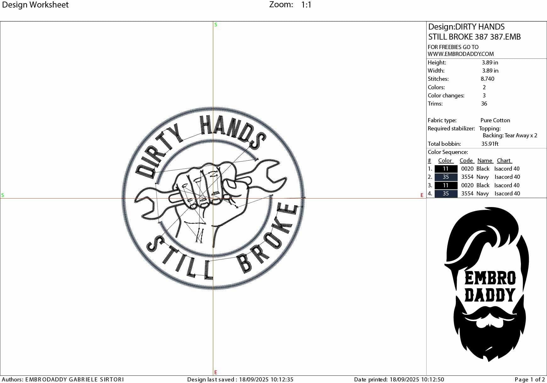 Machine Embroidery files, Dirty Hands, Still Broke, Mechanic, Tradesman, PES, DST, xxx, hus and more