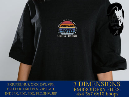 Machine Embroidery files, 1970, 55 year of being awesome, limited edition, birthday funny, PES, xxx, hus & more