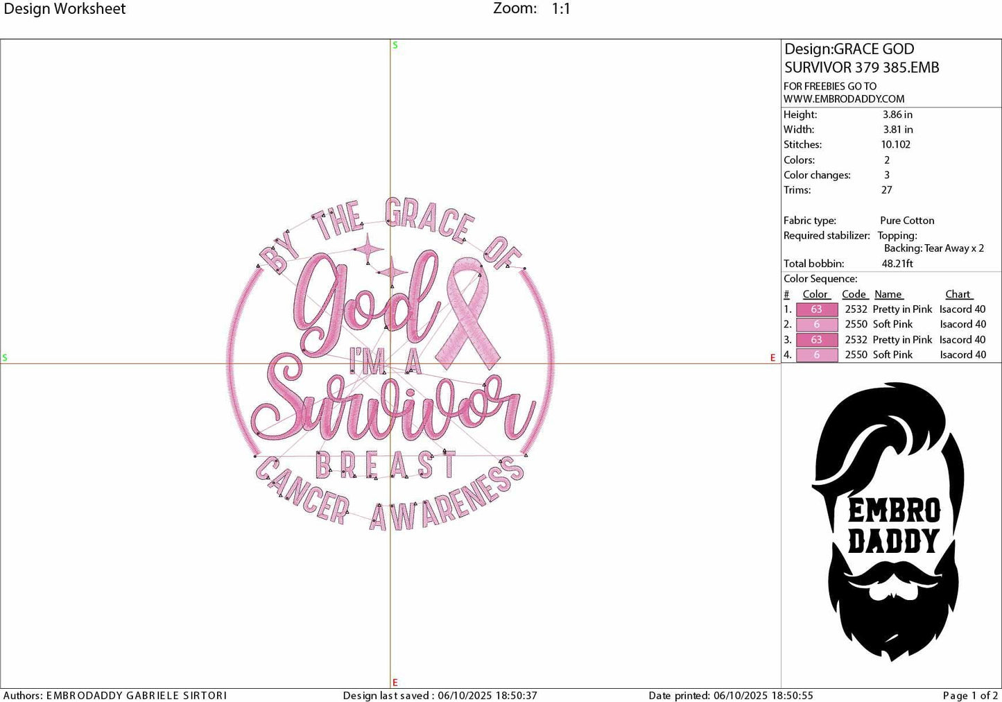 Machine Embroidery files, by the grace of God, I'm a survivor, PES, xxx, dst, hus & more