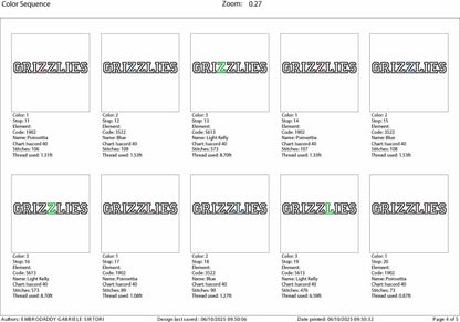 Machine Embroidery files, grizzlies appliqué, sport, PES, xxx, hus & more, fan embroidery files