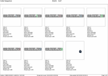 Machine Embroidery files, grizzlies appliqué, sport, PES, xxx, hus & more, fan embroidery files