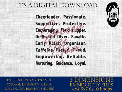 Machine Embroidery files, Soccer Mom, Soccer Mom words, Game Day Vibes, Gift for Soccer, PES, DST, xxx, hus & more