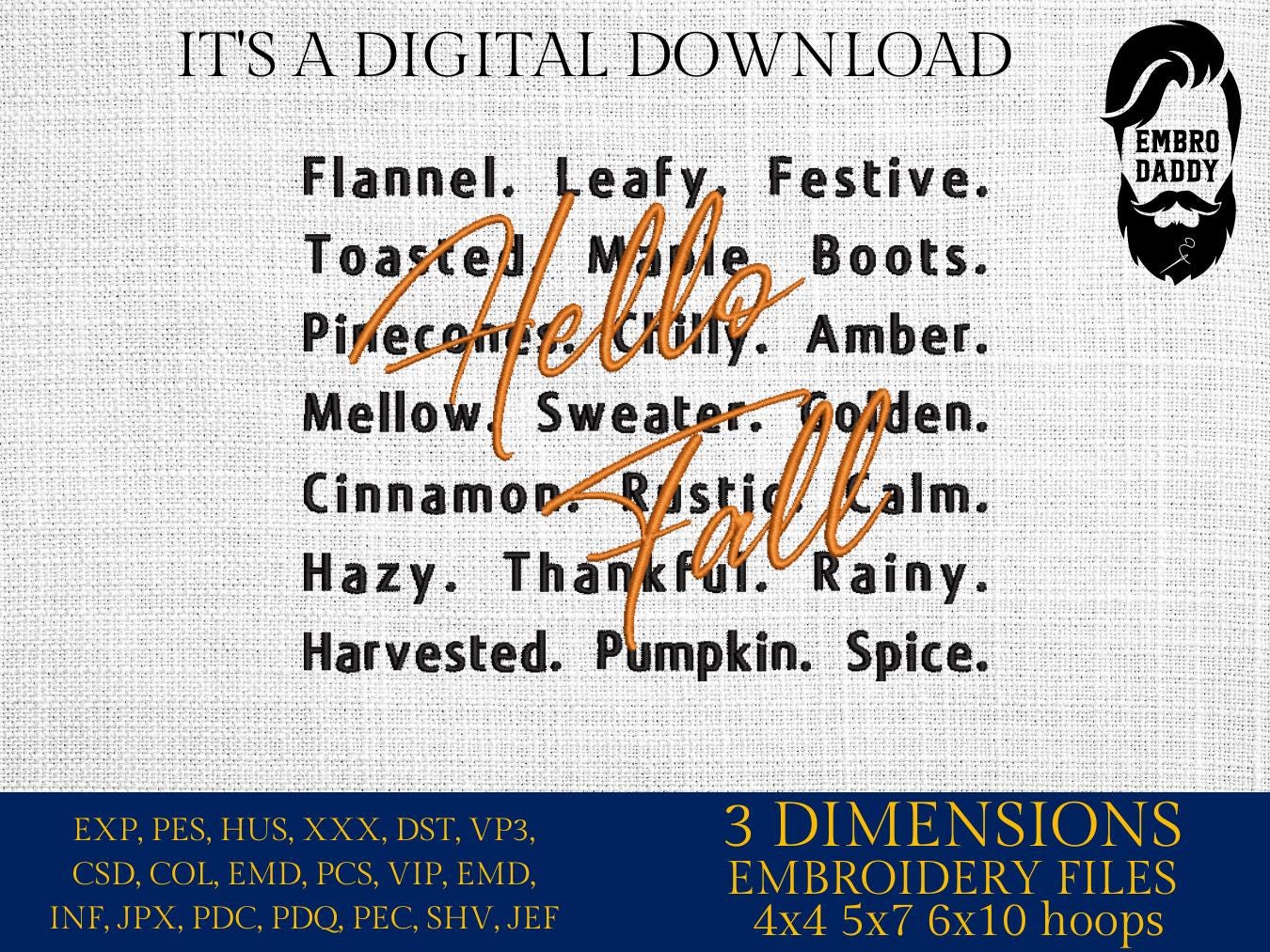 Machine Embroidery files, Hello fall, Fall Words, Cozy Sweaters, Fall, Fall 2026 Season, Fall girly, PES, DST, xxx, hus and more