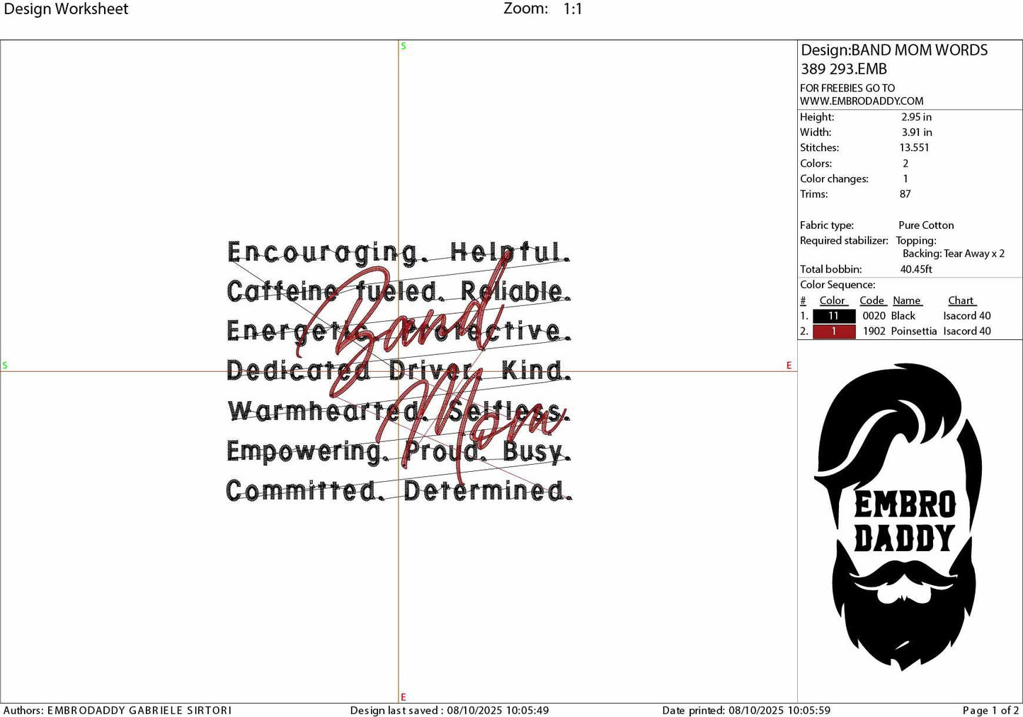 Machine Embroidery files, Band Mom words, Band for Choir Mom, my kid plays music, PES, xxx, dst, hus & more