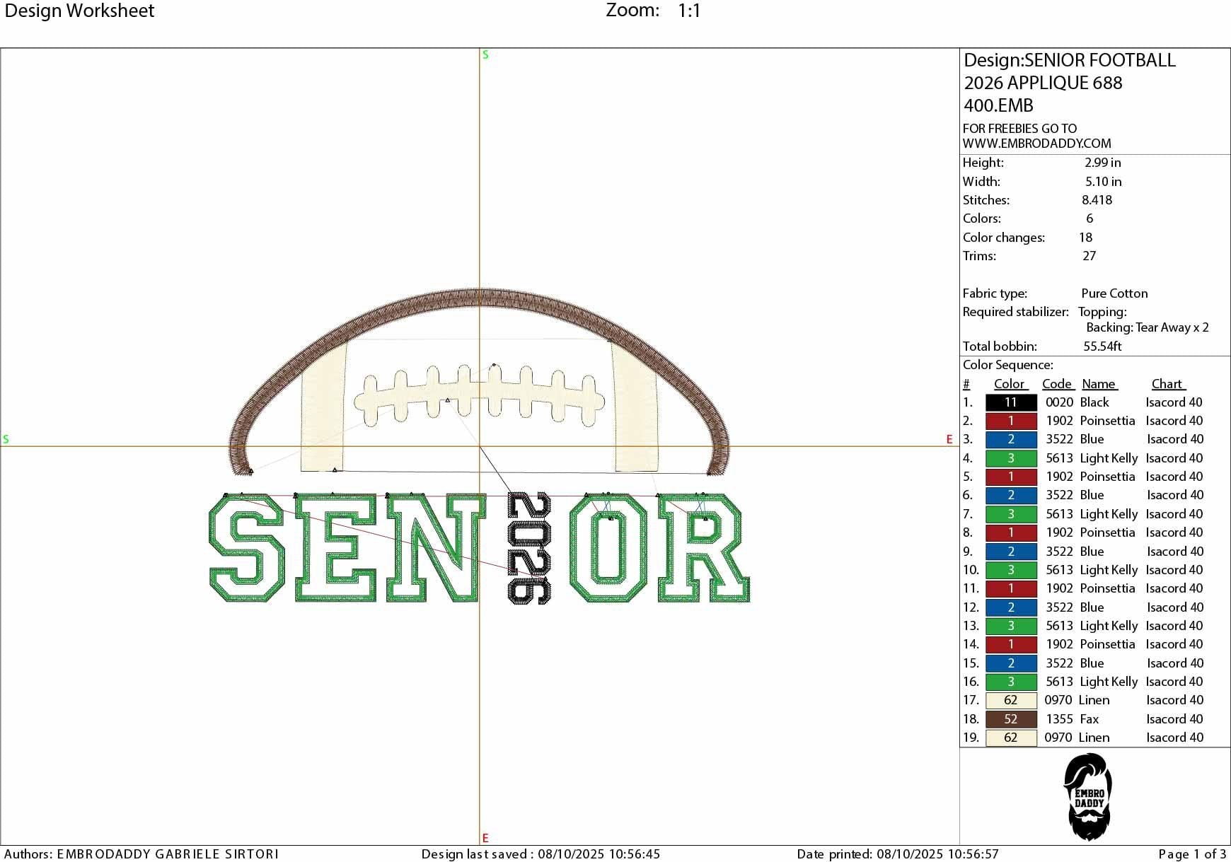 Machine Embroidery files, Senior football 2026, appliqué, sport, PES, xxx, hus & more, fan embroidery files