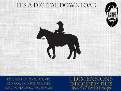 Machine Embroidery files, Quarter Horse, Western Horse, Horse and rider, Western saddle, American Cowgirl riding horse, PES, xxx, hus & more