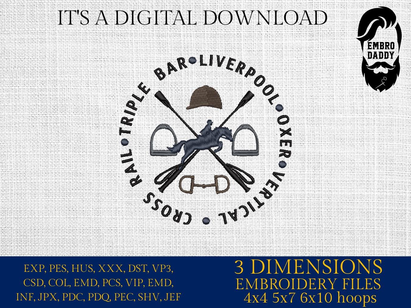 Machine Embroidery files, Hunter Jumper, Horse Show, Jumping horse, Show Jumper, equestrian, PES, DST, xxx, hus & more