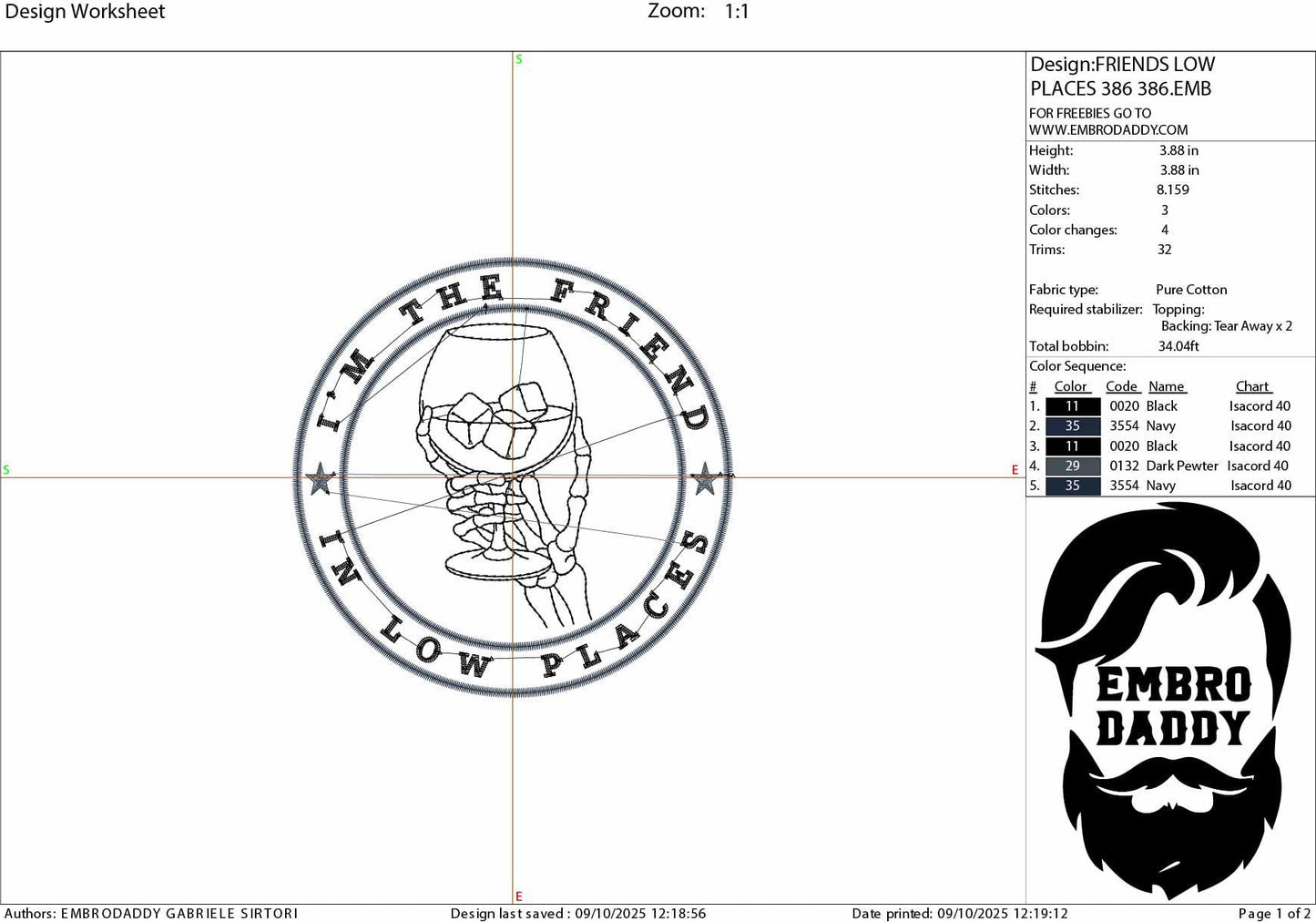 Machine Embroidery files, I'm The Friend In Low Places, Drinking Bourbon, Country, Western Southern, PES, DST, xxx, hus & more