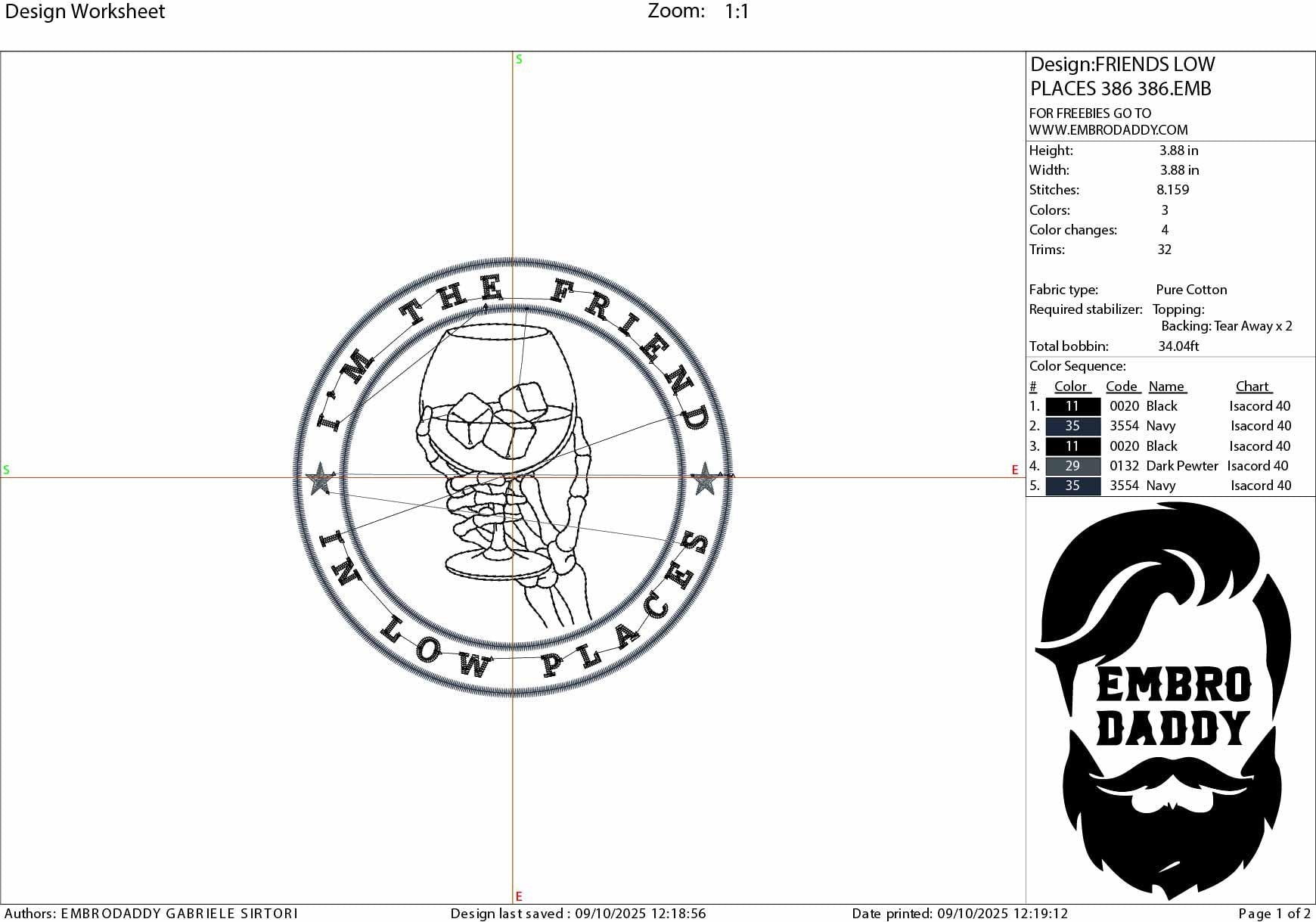 Machine Embroidery files, I'm The Friend In Low Places, Drinking Bourbon, Country, Western Southern, PES, DST, xxx, hus & more