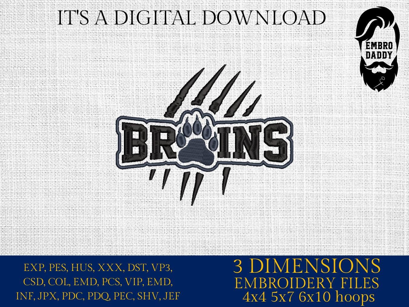Machine Embroidery files, Bruins, Paw, Cheer Mom, School Spirit, Mascot, Cheerleading, PES, xxx, hus & more, fan embroidery files