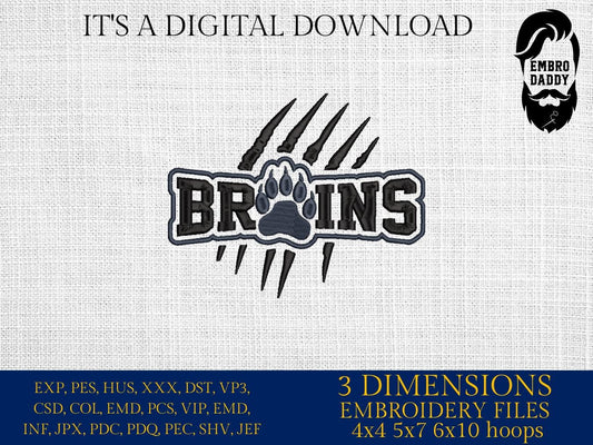 Machine Embroidery files, Bruins, Paw, Cheer Mom, School Spirit, Mascot, Cheerleading, PES, xxx, hus & more, fan embroidery files