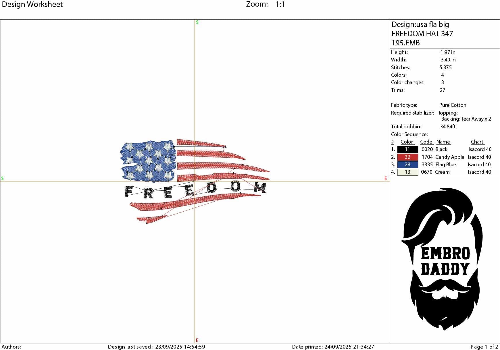 Machine Embroidery files, Usa flag freedom, embroidery file digitize for hat, American Flag PES, xxx hus & more