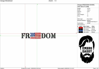 Machine Embroidery files, Usa flag freedom, embroidery file digitize for hat, American Flag PES, xxx hus & more