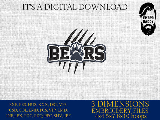 Machine Embroidery files, Bears, Paw, Cheer Mom, School Spirit, Mascot, Cheerleading, PES, xxx, hus & more, fan embroidery files
