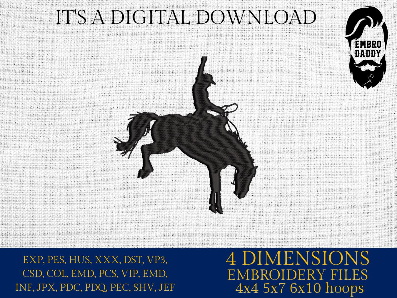 Machine Embroidery files, rider, Western, Rodeo, Bronco, Cowboy Life, Country, PES, DST, xxx, hus & more