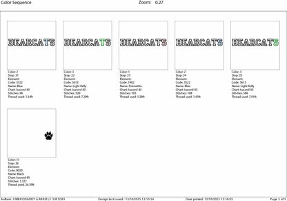 Machine Embroidery files, Bearcats appliqué, sport, PES, xxx, hus & more, fan embroidery files