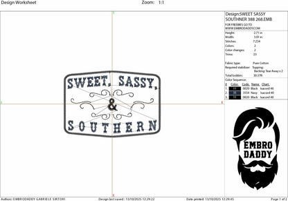 Machine Embroidery files, Sweet Sassy and Southern, Cowgirl, Country, Western, Farm, Sarcasm, USA , PES, DST, xxx, hus & more