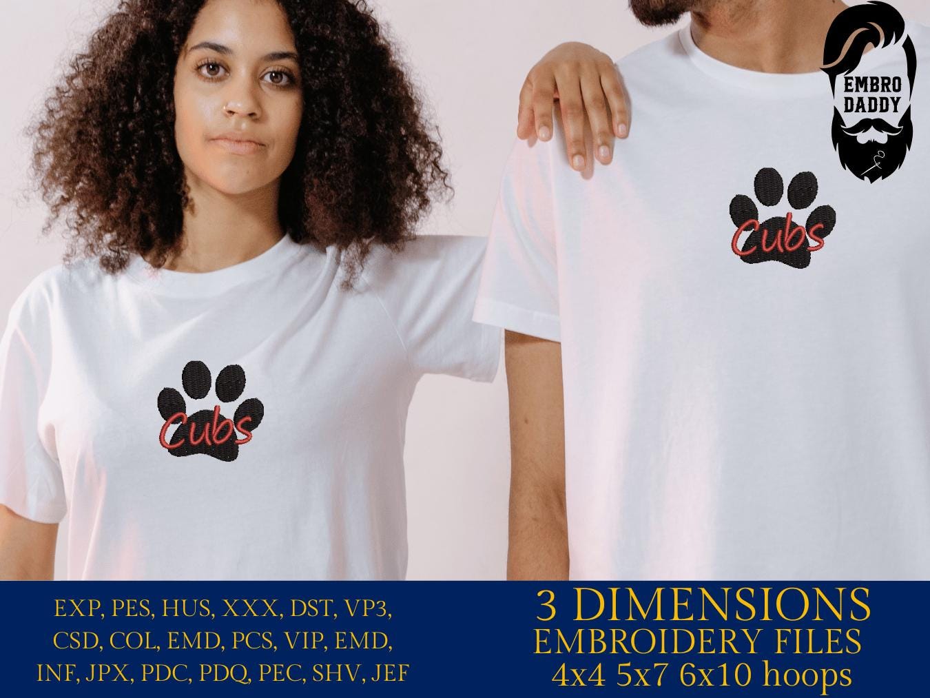 Machine Embroidery, Cubs Paws, Cub Paw, embroidery design, team, PES, xxx, hus & more