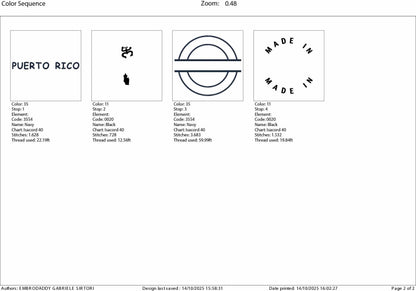 Machine Embroidery files, Made in Puerto Rico, Flag San Juan, Island Country National Nation Symbol, Logo, DST, PES, xxx, hus & more,