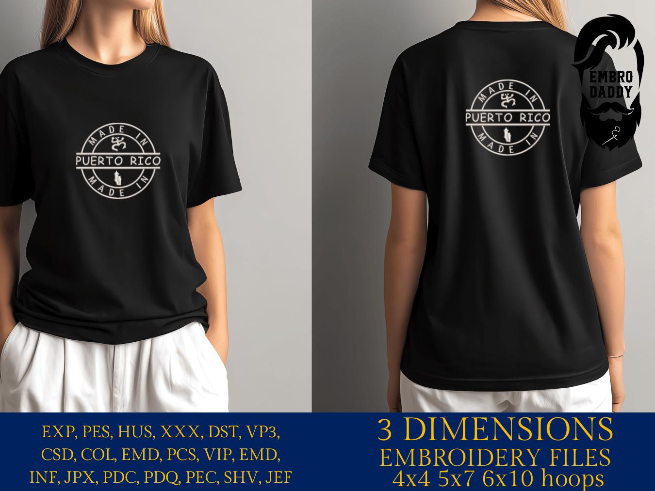 Machine Embroidery files, Made in Puerto Rico, Flag San Juan, Island Country National Nation Symbol, Logo, DST, PES, xxx, hus & more,