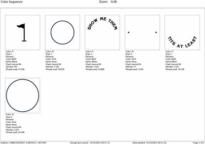 Machine Embroidery files, Show Me Them Tits at Least, funny golf, PES, DST, hus & more