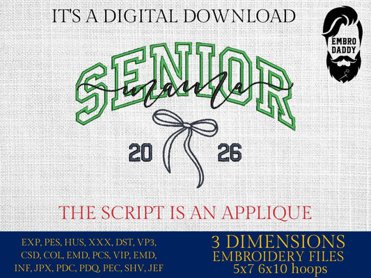 Machine Embroidery files, Senior Mom 2026 appliqué, newborn, PES, xxx, hus & more