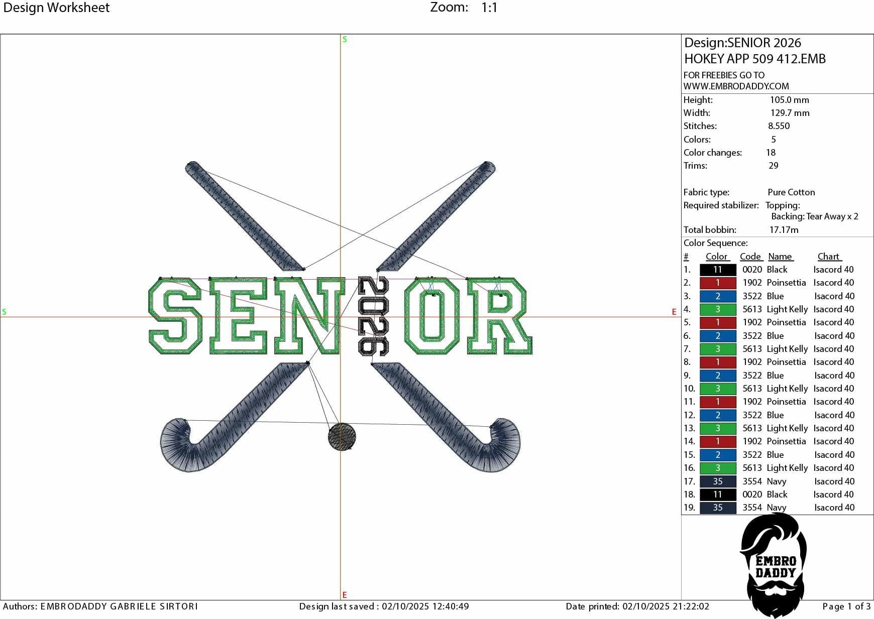 Machine Embroidery files, Field Hockey Sticks, Ball Split, SENIOR, 2026, Class of 2026 Players, sport, PES, xxx, hus & more