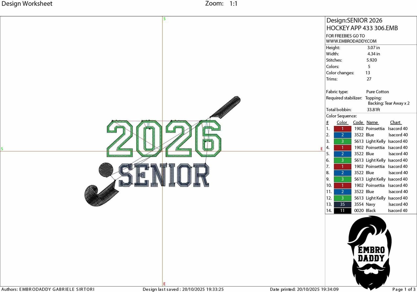 Machine Embroidery files, applique', Field Hockey Stick, SENIOR, 2026, Class of 2026 Players, sport, PES, xxx, hus & more