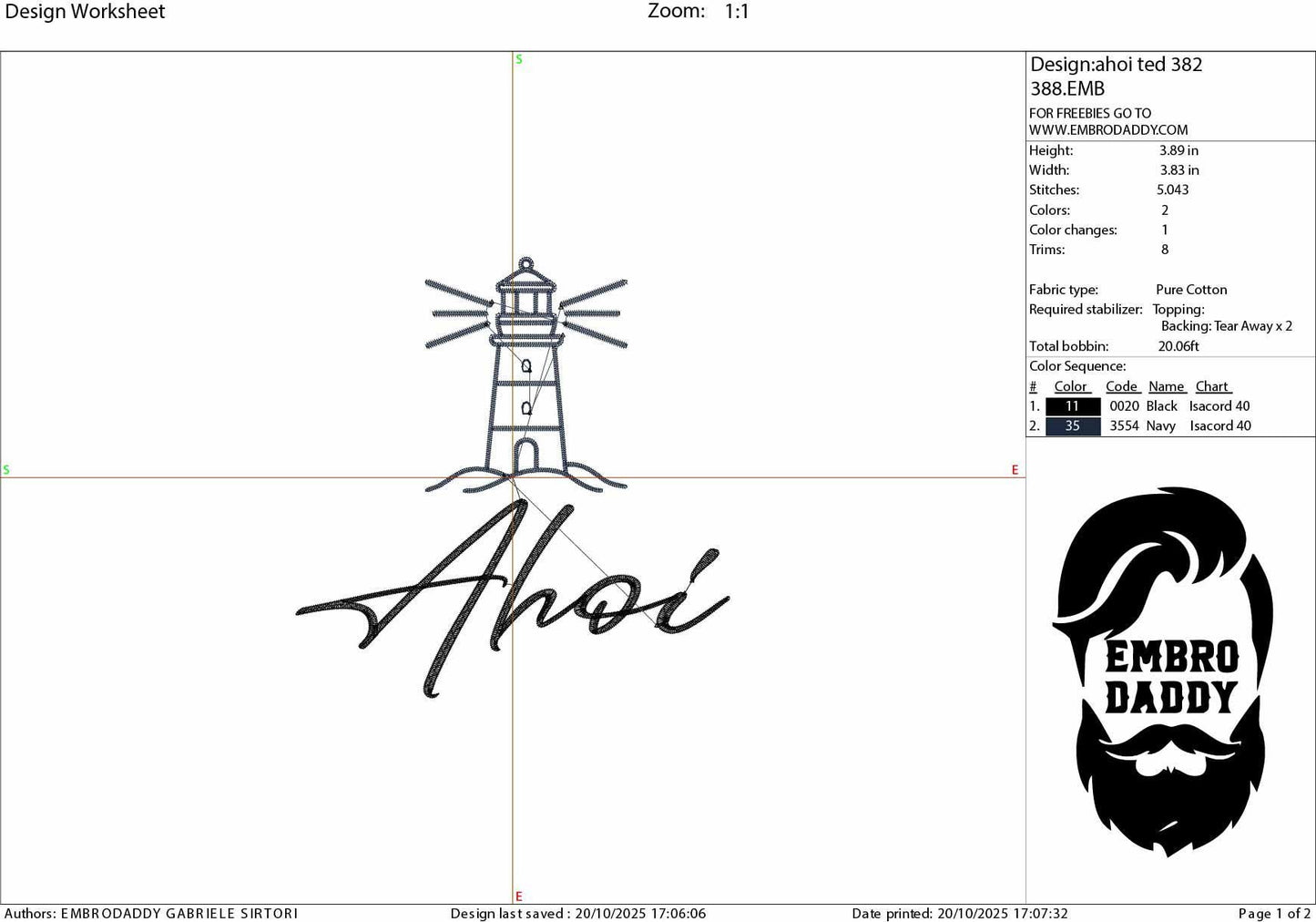 Machine Embroidery files, Ahoi, German Nautical, PES, xxx, hus & more