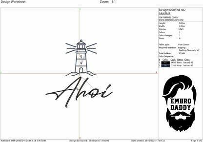 Machine Embroidery files, Ahoi, German Nautical, PES, xxx, hus & more