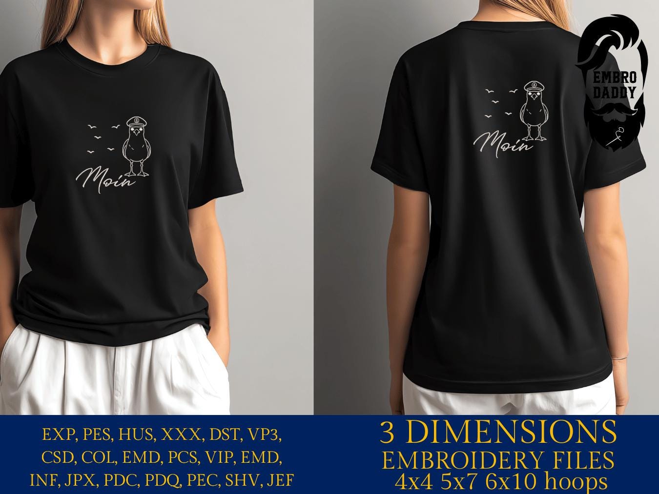 Machine Embroidery files, Moin, German Nautical, PES, xxx, hus & more