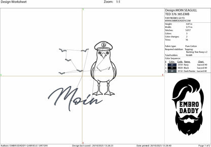 Machine Embroidery files, Moin, German Nautical, PES, xxx, hus & more