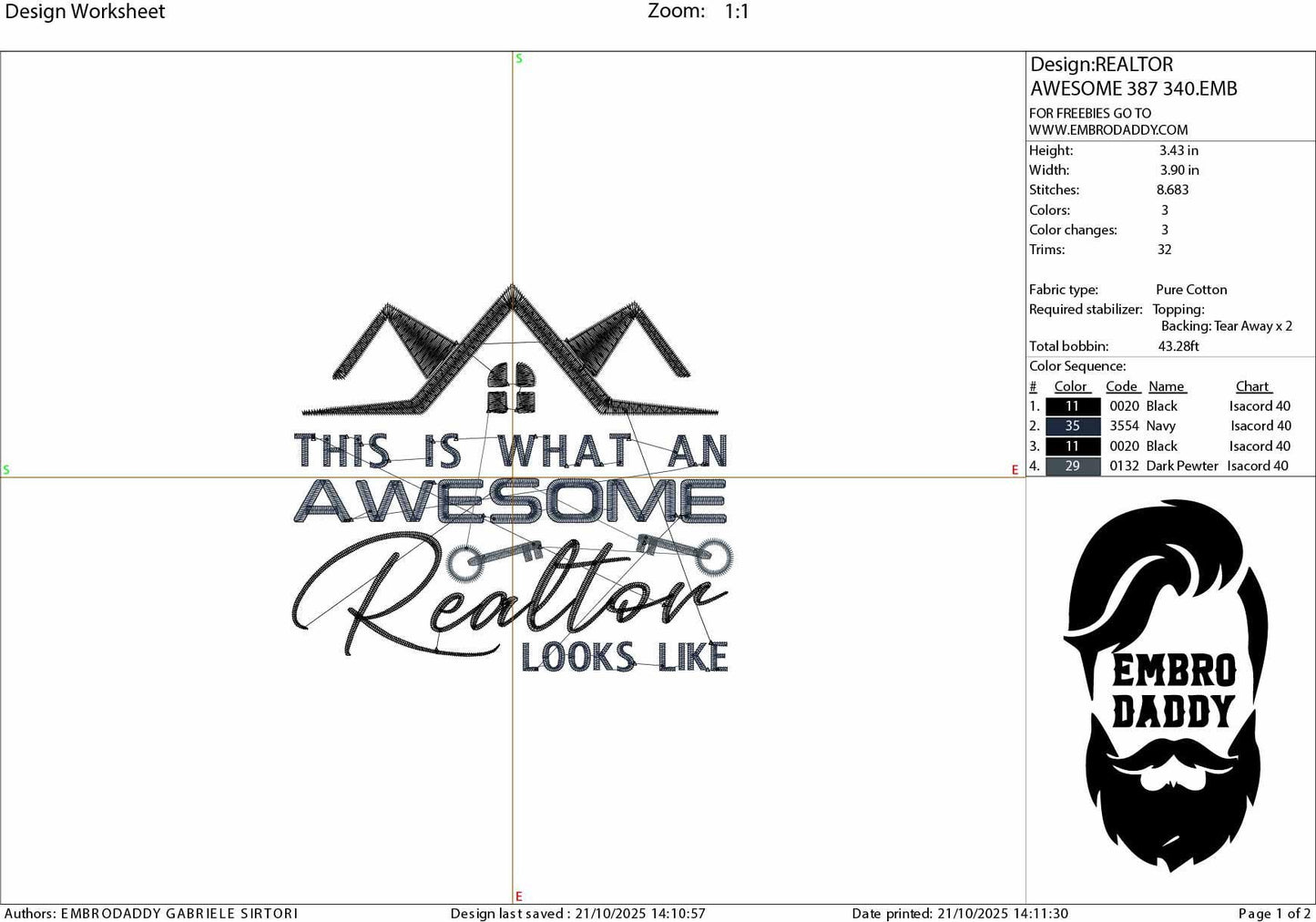 Machine Embroidery files, this is how an awesome realtor looks like, real estate AGENT, property asset PES, dst xxx, hus & more