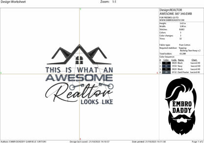 Machine Embroidery files, this is how an awesome realtor looks like, real estate AGENT, property asset PES, dst xxx, hus & more