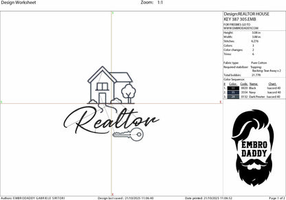 Machine Embroidery files, realtor , real estate AGENT, property asset PES, dst xxx, hus & more