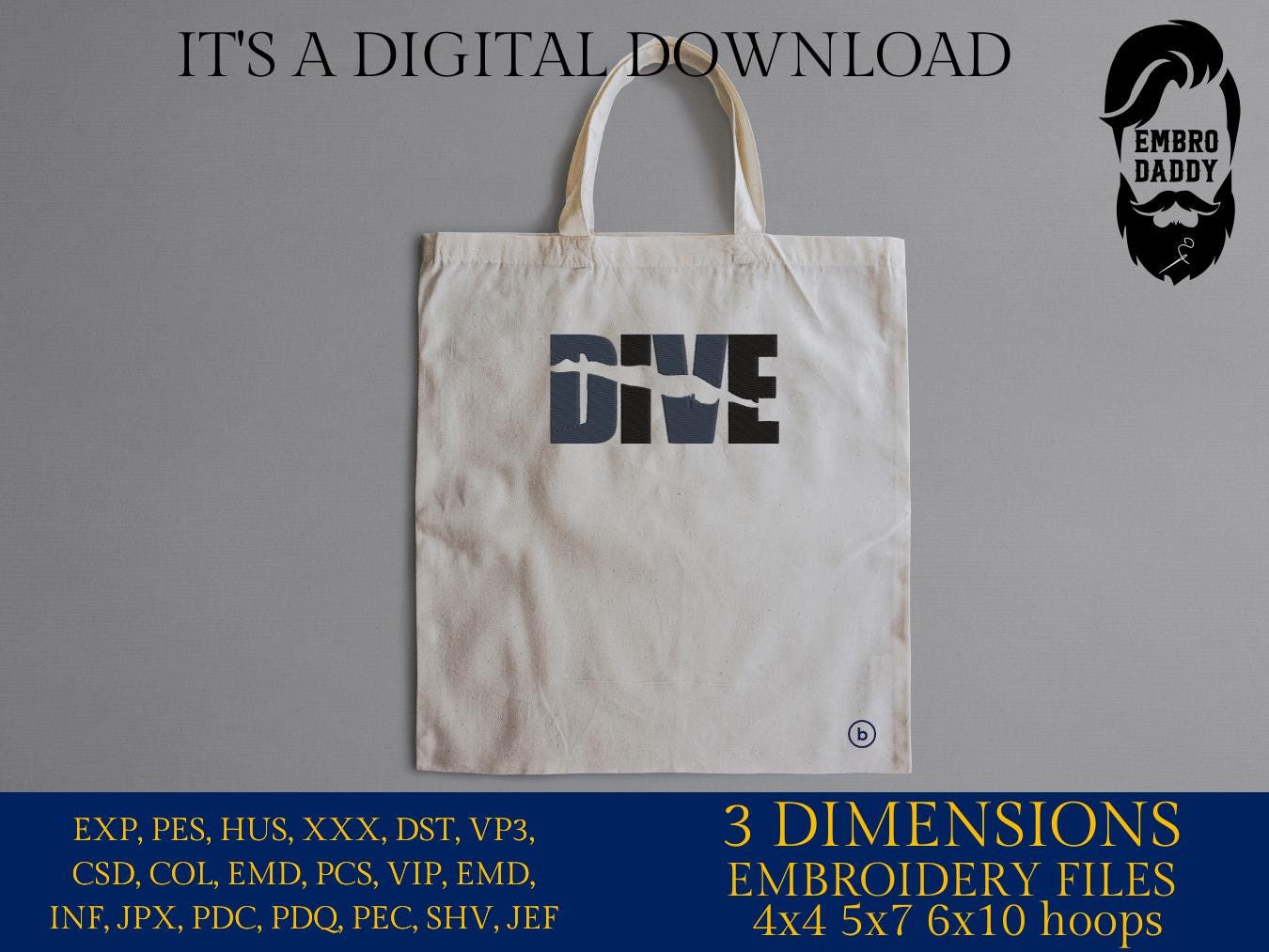 Machine Embroidery files, Dive, Swim Teams, Coaches, Parents, PES, DST, xxx, hus & more