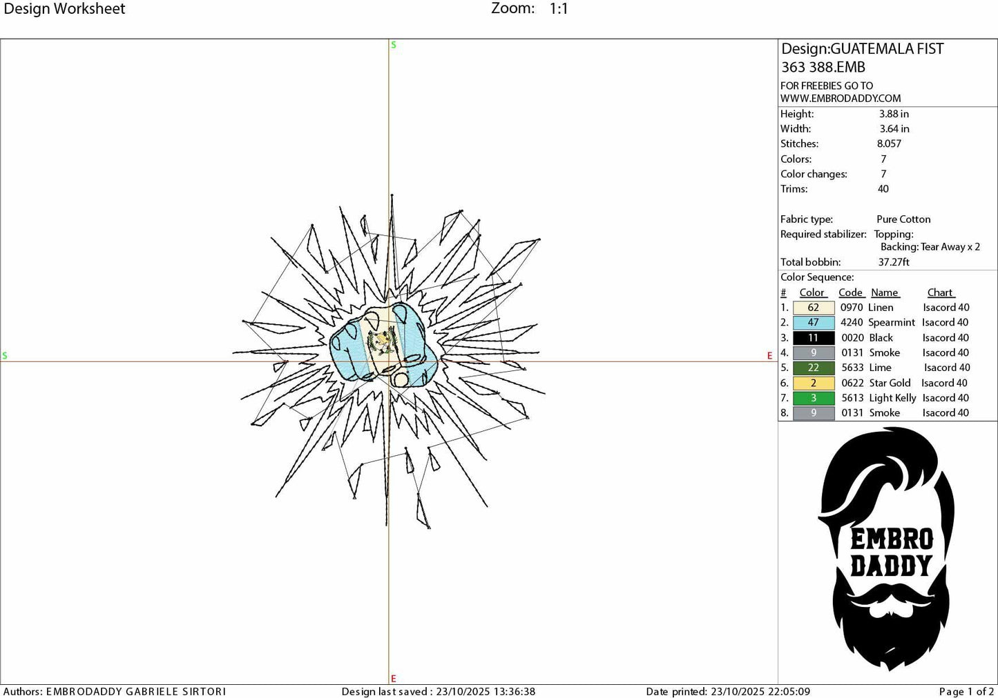 Machine Embroidery, Guatemala, Guatemalan, Fist, Punch, Break Wall, Flag, Country, Nation, embroidery files, PES, xxx, hus & more