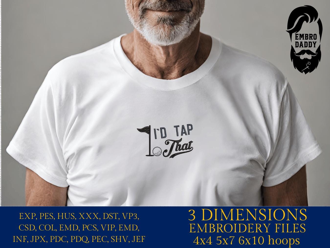 Machine Embroidery files, I'd tap that, golf, PES, DST, hus & more