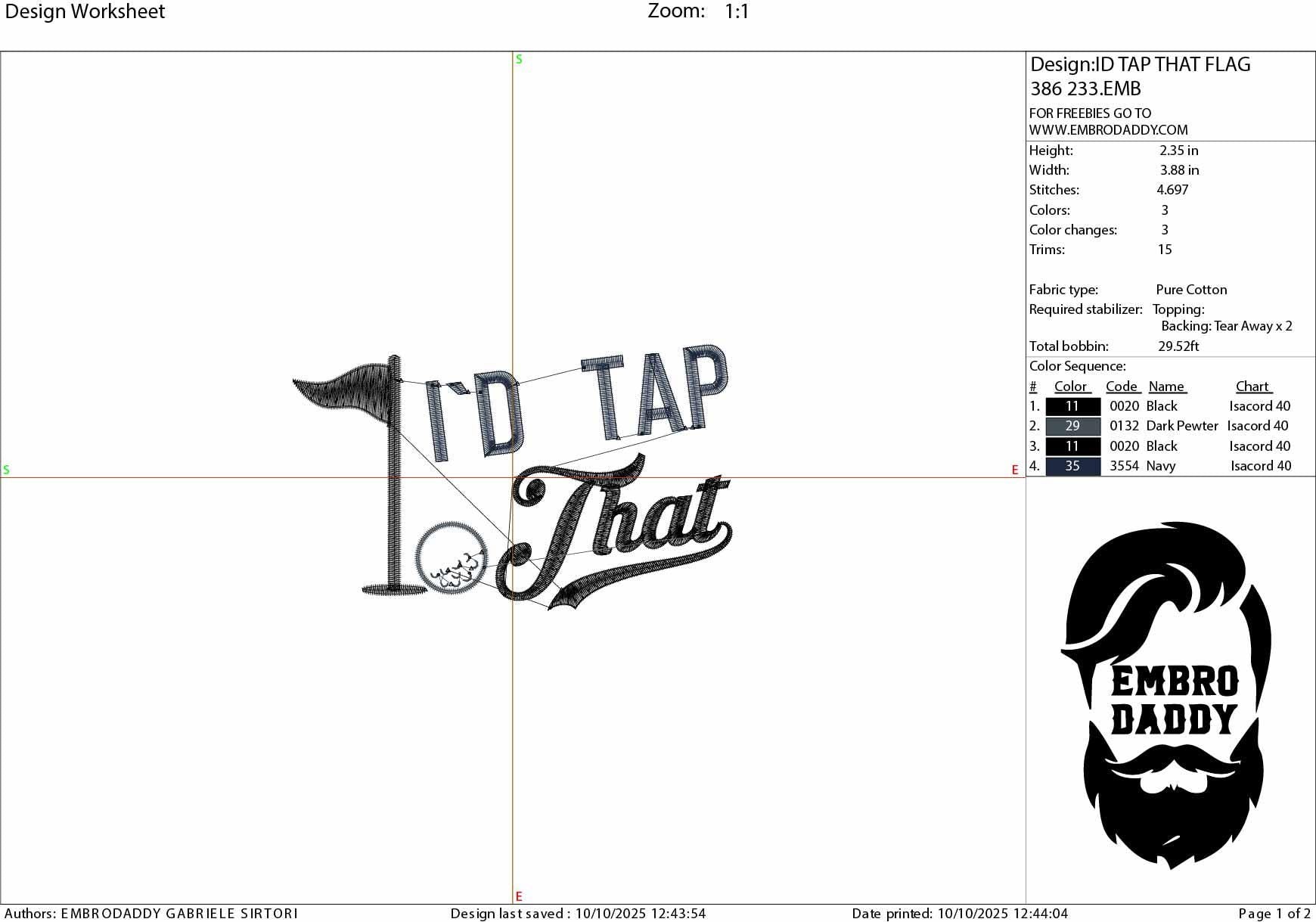 Machine Embroidery files, I'd tap that, golf, PES, DST, hus & more