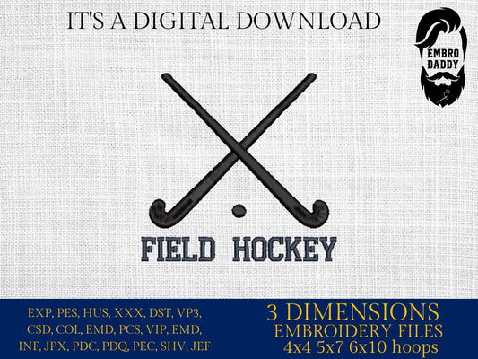 Machine Embroidery files, Field Hockey Sticks, Ball Split, Players, sport, PES, xxx, hus & more