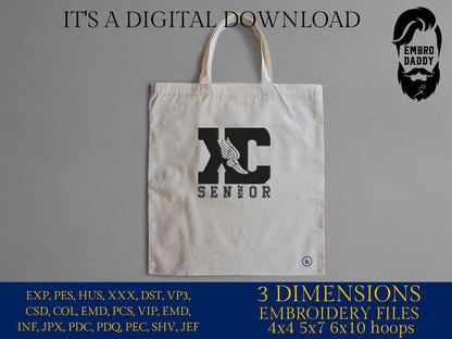 Machine Embroidery files, Cross country, Senior 2026, XC, PES, xxx, hus & more, fan embroidery files