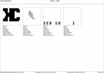 Machine Embroidery files, Cross country, Senior 2026, XC, PES, xxx, hus & more, fan embroidery files